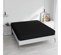 Drap Housse avec Coins pour lit Double, Coton, fabriqué en Italie, draps 170 x 200 cm avec Angle élastique 25 cm, Noir