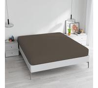 Drap Housse avec Coins pour lit Double, Coton, fabriqué en Italie, draps 170 x 200 cm, avec Coin élastique, 25 cm, Marron
