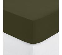 Atmosphera - Drap-housse uni Carina coton 160x200 cm 2 personnes bonnet 30 cm Kaki