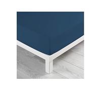 douceur d'intérieur, Drap Housse (140 x 190 cm) Biolina Bleu Nuit, 100% Coton Bio