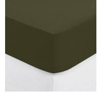 Atmosphera - Drap-housse uni Carina coton 160x200 cm 2 personnes bonnet 30 cm Kaki