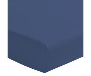 Drap housse coloré 100% coton - Bonnet 25cm - Bleu - 90x190 cm - HOME LINGE PASSION