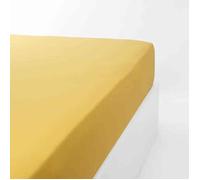Drap housse coton 120 fils jersey extensible DOUCEUR Jaune 120x190