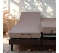Drap housse coton extensible lit électrique PAPILLON Taupe 160x200