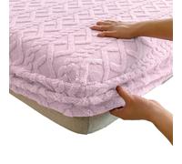 Drap Housse Couvre-lit Jacquard en Velours gaufré 3D, Drap-Housse Chaud d'hiver, protège-Matelas épais pour Matelas(Purple,120x200x30cm)