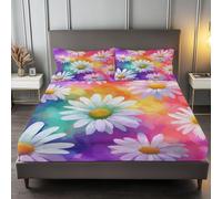 Drap Housse Daisy Rêveuse, Housse de Matelas Protège en Microfibre avec Bonnet 30cm - Antidérapants Résistant aux Rides avec Taies d'oreillers, Rose, 140 x 200 cm