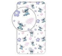 JERRY FABRICS Disney Lilo & Stitch Drap housse Stitch avec fleurs 90 x 200 + 25 cm 100 % coton 23FT232