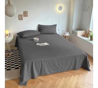 Drap Housse Drap De Lit 1,5 M en Fibre De Polyester Double Couette Tatami Couleur Unie-Gris Foncé-120X210 Cm