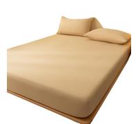 Drap Housse Drap de lit Mat Couleur Unie, Couvre-lit for Chambre à Coucher, literie Ajustement Profond, Drap King Size 1 pièce pour Matelas(Khaki,138x190cm)