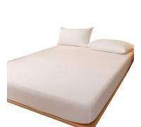 Drap Housse Drap de lit Mat Couleur Unie, Couvre-lit for Chambre à Coucher, literie Ajustement Profond, Drap King Size 1 pièce pour Matelas(Pure White,198x203cm)