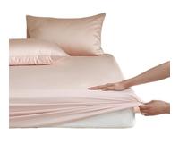 Drap Housse Drap-Housse en Soie de mûrier avec Bandes élastiques, Couvre-Matelas Complet, Lisse, antidérapant, literie pour Matelas(Light Pink,135x200x30cm)