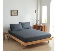 Drap-housse en bambou 100 % biologique adapté pour les matelas jusqu'à 35 cm - 100 % doux - Sensation d'hôtel - (Space Blue, 160 x 200)