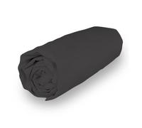 Soleil d'ocre, Percale Drap Housse, Coton, Anthracite, 140x190 cm