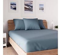 Drap Housse En Coton 160x200 Cm Jersey Bleu Canard, Par Soleil D'ocre