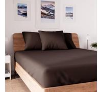 Drap housse en coton 160x200 cm JERSEY brun, par Soleil d'ocre