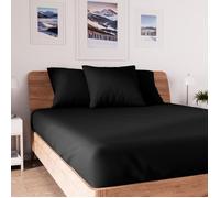 Drap housse en coton 160x200 cm JERSEY noir, par Soleil d'ocre