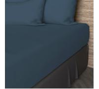 Soleil d'ocre, Drap Housse, Coton 57 Fils, Bleu Canard, 140x190 cm