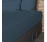 Drap housse en coton 57 fils 140x200 cm UNI bleu canard, par Soleil d'ocre