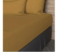 Drap housse en coton 57 fils 180x200 cm UNI moutarde, par Soleil d'ocre