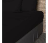 Soleil d'Ocre Drap housse coton 57 fils 180x200 cm Uni noir