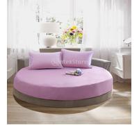 Drap housse en coton pour lit rond 200cm - Violet clair - Fibre naturelle - Lavable en machine