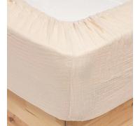 Atmosphera - Drap Housse Flora Double Gaze de Coton 140 x 190 cm - pour Lit 2 Personnes, Linge de Lit