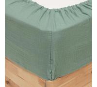 Atmosphera Drap-housse Flora double gaze de coton 140 x 190 cm – pour lit 2 personnes