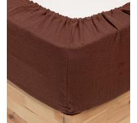 Atmosphera – Drap housse Flora – Gaze de coton 160x200 cm – Marron
