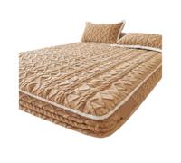 Drap-housse en peluche Housse de matelas épaisse | Drap-housse matelassé en polaire avec taie d'oreiller, couvre-lit simple et Double(Light khaki,135x200cm 3 pcs set)