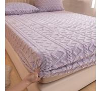 Drap-housse en velours et en flanelle et velours pour l'hiver, doux et fin, en polaire, chaud, antidérapant, uni, chaud et confortable, en peluche douce pour grand lit (violet, 90 x 200 cm)