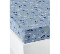 Drap-housse enfant COSMOS bleu 90X140