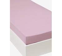 Drap-housse enfant en jersey extensible uni couleur parme 90X140
