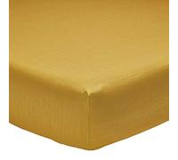 Drap Housse Fines Rayures en Bambou, 160 x 200 cm, Écorce, Moutarde, Jaune