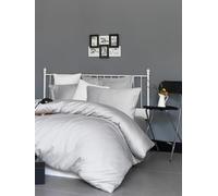 Drap Housse Gris Clair satiné Double Petit (130 x 190 + 30 cm) | 100% Coton 210 Fils au Pouce carré, 125 GR/m² | Lavable en Machine à 30°C, Confort Luxueux