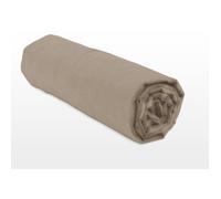 Drap Housse - HOME LINGE PASSION - 160x200 cm - Beige foncé - 100% coton 57 fils
