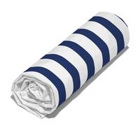 Drap housse imprimé 140x200 cm 100% coton biologique AIR à rayures Bleu marine et Blanc Bonnet 30 cm