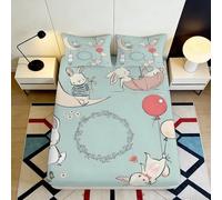Drap Housse Imprimé 3D Animaux Cartoon Microfibre, Poche Profonde Antidérapant, Parure de Lit Chambre Housse Matelas Cartoon pour Adulte Jeune, Lavable Protection Matelas 90x200x25cm