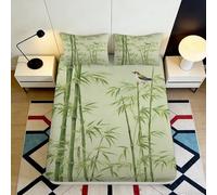 Drap Housse Imprimé 3D Bambou Microfibre Grande Profondeur Antidérapant Chambre Parure Feuille Bamboo Mattress Fitted Cover pour Adulte Protection Matelas 160x200x25cm