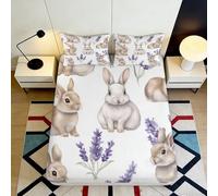 Drap Housse imprimé 3D Lapin Lavande Microfibre Profonde pour Chambre Ensemble Protection antidérapante Lavable Housse Matelas Lapin Enveloppant 140x200x25cm