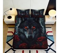 Drap Housse Imprimé 3D Loup Rose Microfibre Grande Profondeur Antidérapant Ensemble Literie Chambre Loup Rose Protection Matelas Adapté Adulte Lavable 120x200x25cm