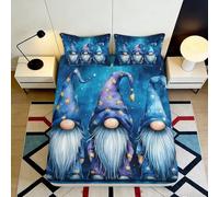 Drap-Housse imprimé 3D lutins Bleus Microfibre Motif Sorcier Protection Matelas décor Chambre dortoir Cadeau 90x200x25cm