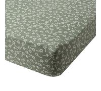 Drap Housse imprimé en Bambou, Emma, 140 x 190cm, Origin, Vert Kaki