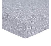 Drap Housse imprimé en Bambou, Made in France, Quentin, 140 x 190 cm, Origin, Blanc et Noir