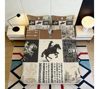 Drap-Housse Inspiration Cavalier rétro, Microfibre Soft Touch, Impression 3D Printed, Anti-dérapant, Easy to Remove, adapté à Guest Room Bedding 180x200x25cm