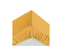 Atmosphera - Drap-housse Carina coton Bonnet 30 cm 160x200 cm Jaune moutarde