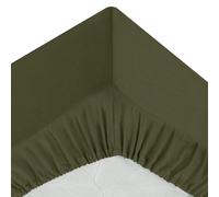 Atmosphera – Drap-housse 1 personne "Intérieur" 90x190 cm Coton 57 fils Grand bonnet 30 cm Kaki