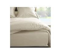Drap housse Ivoire en percale de coton 160 x 200 x 30 cm
