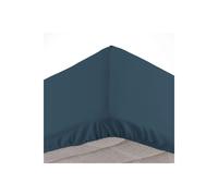 douceur d'intérieur, Drap Housse (160 x 200 cm) Jersy Bleu Nuit, 100% Coton Jersey