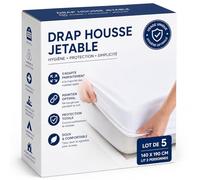 Drap Housse Jetable 140x190 cm - Lot de 5 Housses - Protection Matelas Usage Unique - Anti-Nuisibles, Hygiénique et Respirant - Idéal Hôtels, Airbnb, Campings - Blanc