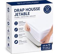 Drap Housse Jetable 160x200 | Lot de 10 Housses de Protection Matelas | Lit 2 Personnes | Hygiénique & Usage Unique | Idéal Hôtels, Locations Saisonnières, Tourisme & Milieu Médical | Blanc